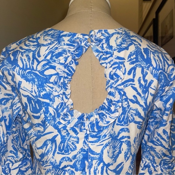 Lily Pulitzer Fiesta Stretch Dress Blue & White Key Hole Back Preppy Resort Wear - Picture 5 of 13